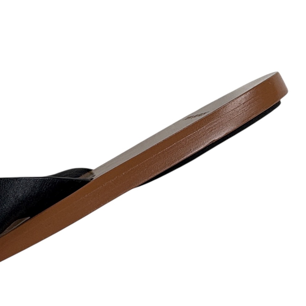 Tory Burch Black Leather Thong Sandals with Brown Footbed - Picture 4 of 7